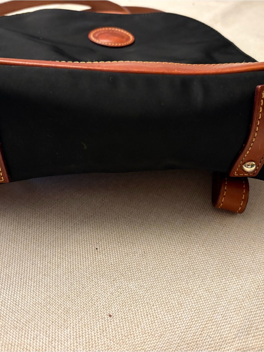 Dooney & Bourke Black Nylon Backpack with Brown Leather Trim EUC - Picture 3 of 10